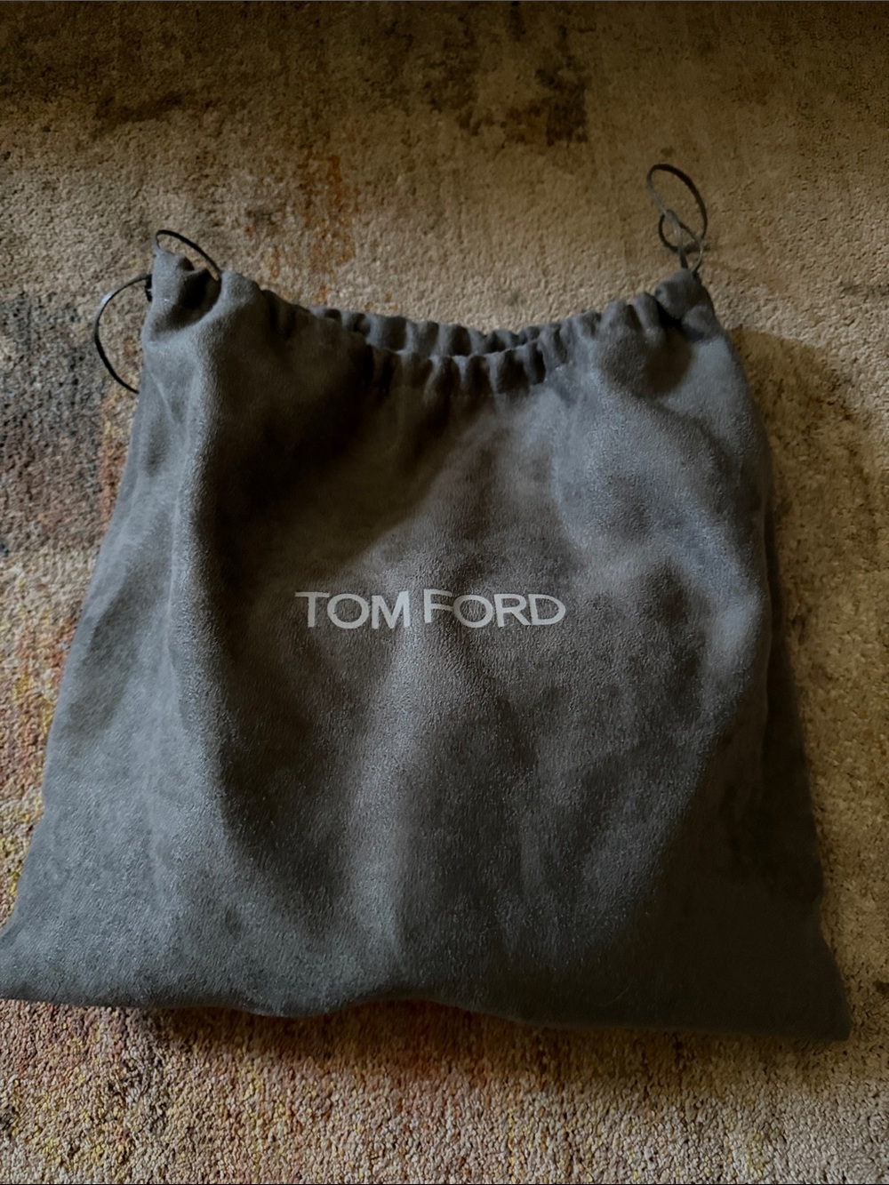 Tom Ford Gray Suede Drawstring Dust Bag